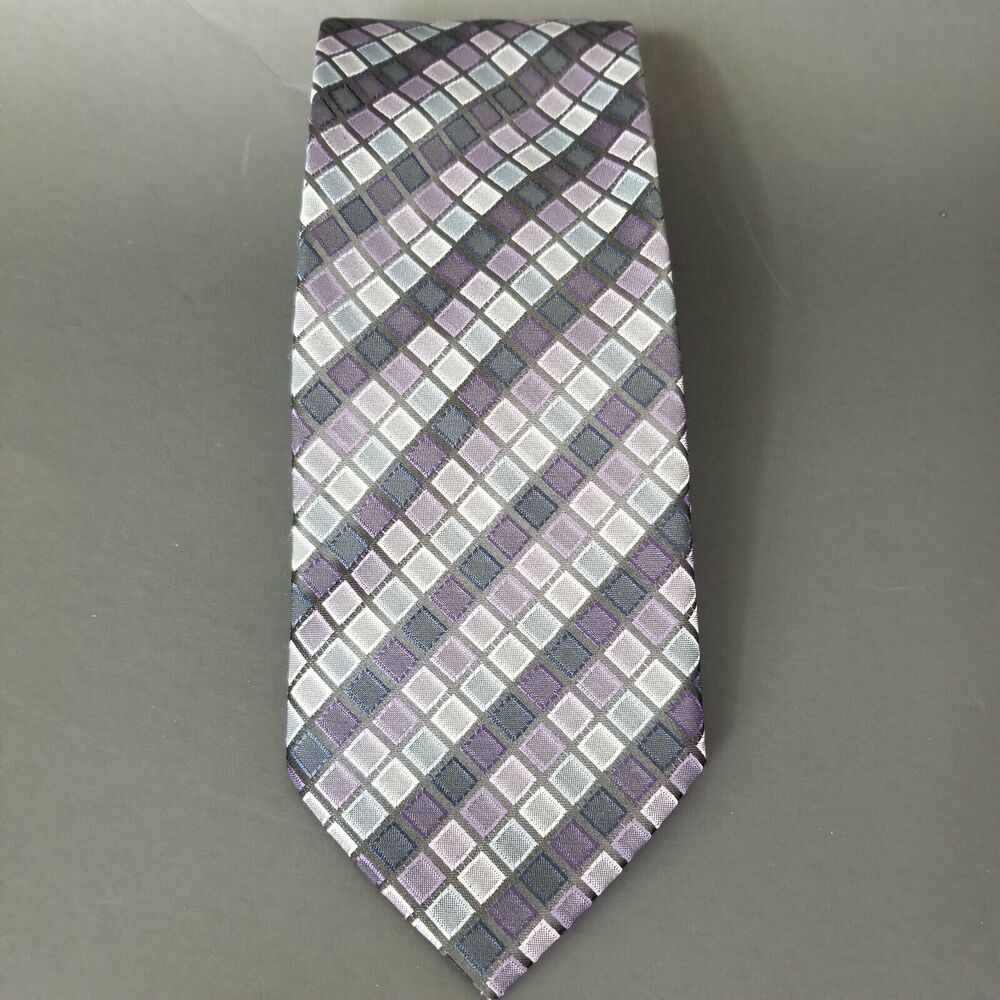 Covington Mens Tie Purple Pastel Diamond Hand Made Classic Neckwear
